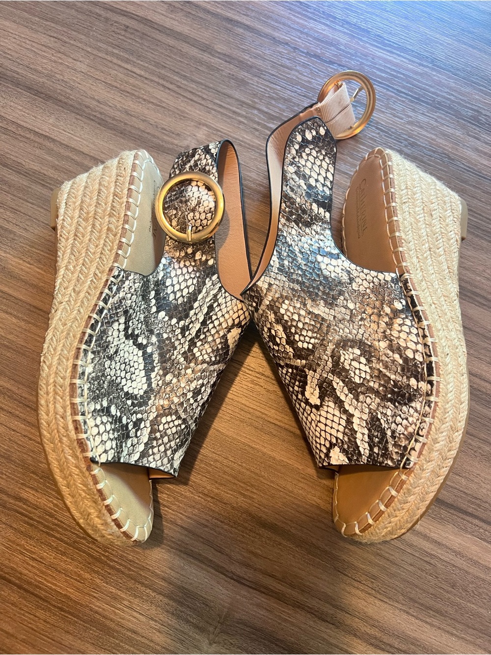 NEW - Catherine Malandrino Snake-Print Slingback Sandals - Black & White